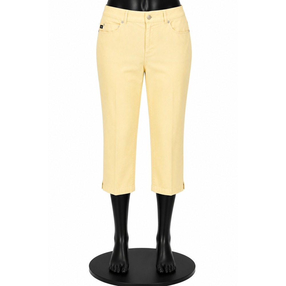 Lauren Ralph Lauren Women's Yellow Capri Pants Cropped Stretch Casual Size 16